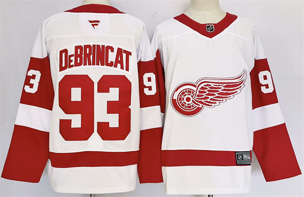 Men's Detroit Red Wings #93 Alex DeBrincat Fanatics White Away Jersey