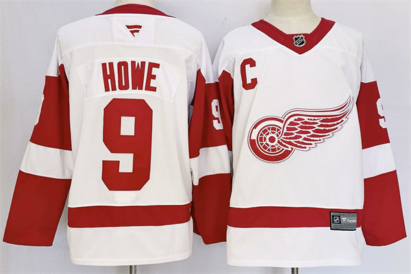Men's Detroit Red Wings Retired Player #9 Gordie Howe Fanatics White Away Jersey
