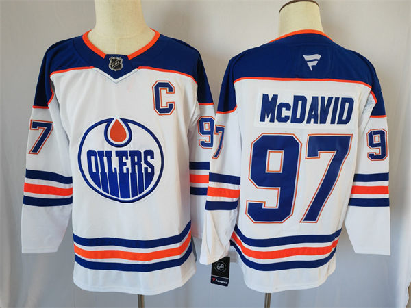 Men's Edmonton Oilers #97 Connor McDavid Fanatics Away White Jersey