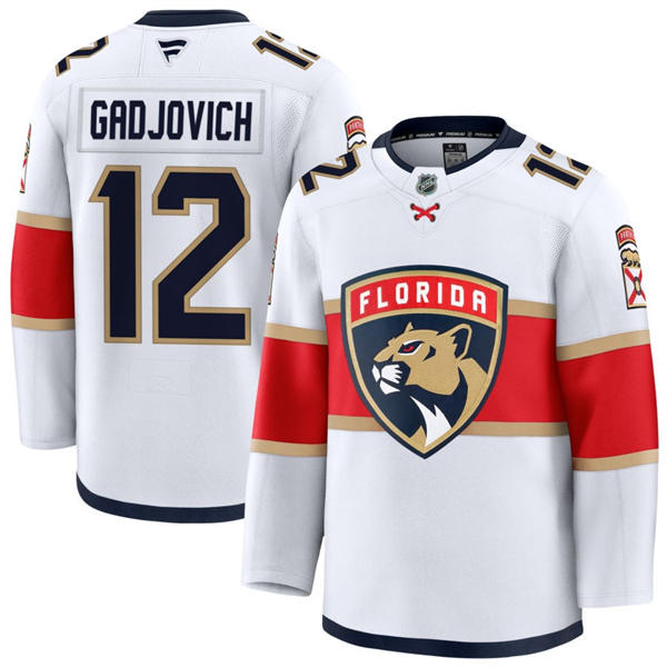 Men's Florida Panthers #12 Jonah Gadjovich Fanatics White Away Player Jersey