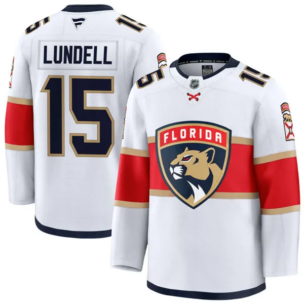 Men's Florida Panthers #15 Anton Lundell Fanatics White Away Player Jersey