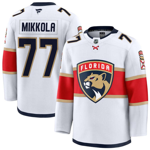 Men's Florida Panthers #77 Niko Mikkola Fanatics White Away Player Jersey
