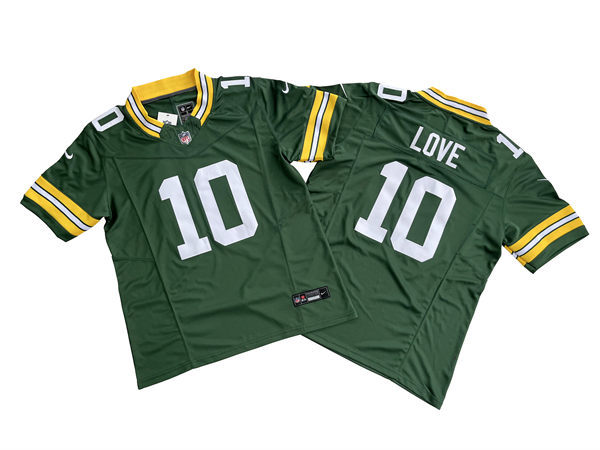 Men's Green Bay Packers #10 Jordan Love Player Nike Green Vapor F.U.S.E. Limited