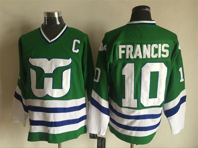 Men's Hartford Whalers #10 Ron Francis 1980 Green CCM Vintage Throwback Jersey