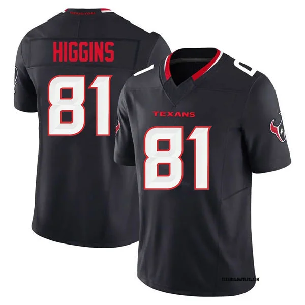 Men's Houston Texans #81 Jayden Higgins Nike Navy White Alternate F.U.S.E. Limited Player Jersey