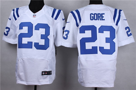 Men's Indianapolis Colts #23 Frank Gore White Nik Elite Jersey