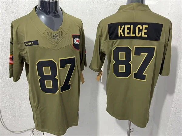 Mens Kansas City Chiefs #87 Travis Kelce Nike 2025 Salute to Service Limited Jersey - Olive