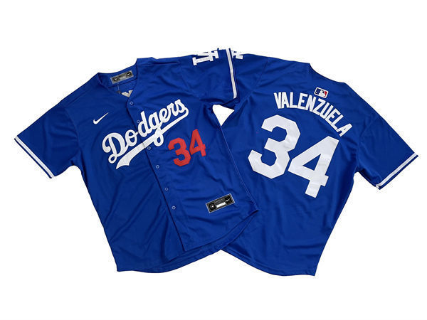 Mens Los Angeles Dodgers #34 Fernando Valenzuela Nike Royal Alternate Limited Jersey