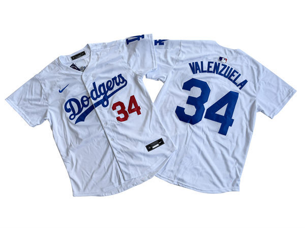 Mens Los Angeles Dodgers #34 Fernando Valenzuela Nike Home White Limited Jersey