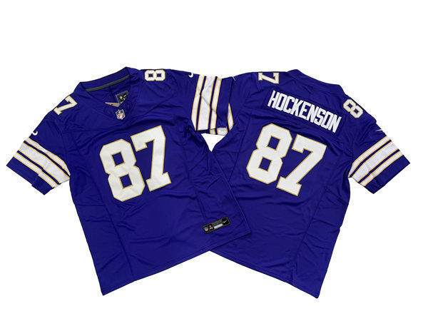 Men's Minnesota Vikings #87 T.J. Hockenson Purple Classic F.U.S.E. Limited Jersey