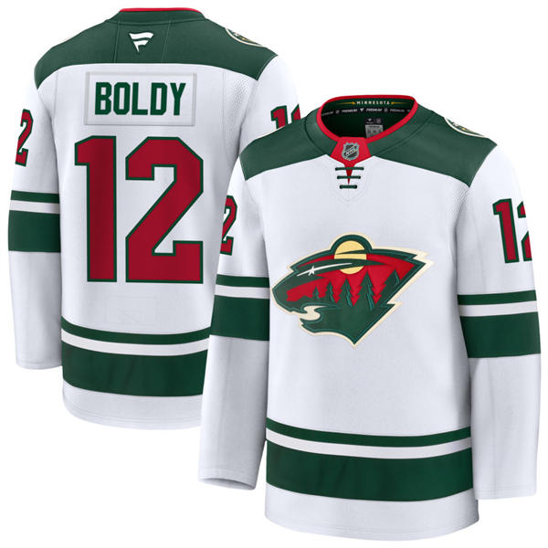 Men's Minnesota Wild #12 Matthew Boldy Fanatics Away White Jersey