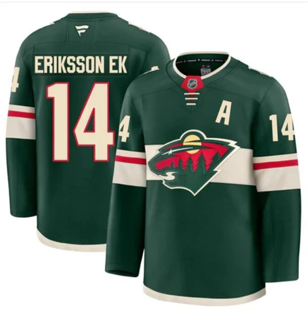 Mens Minnesota Wild #14 Joel Eriksson Ek Fanatics Home Green Premium Player Jersey