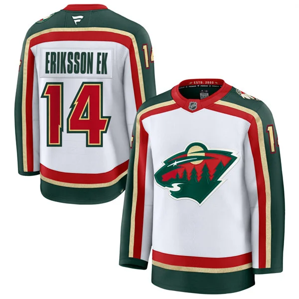 Men's Minnesota Wild #14 Joel Eriksson Ek Fanatics White 25th Anniversary Premium Jersey