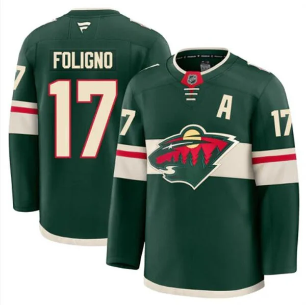 Men's Minnesota Wild #17 Marcus Foligno Fanatics Home Green Premium Player Jersey