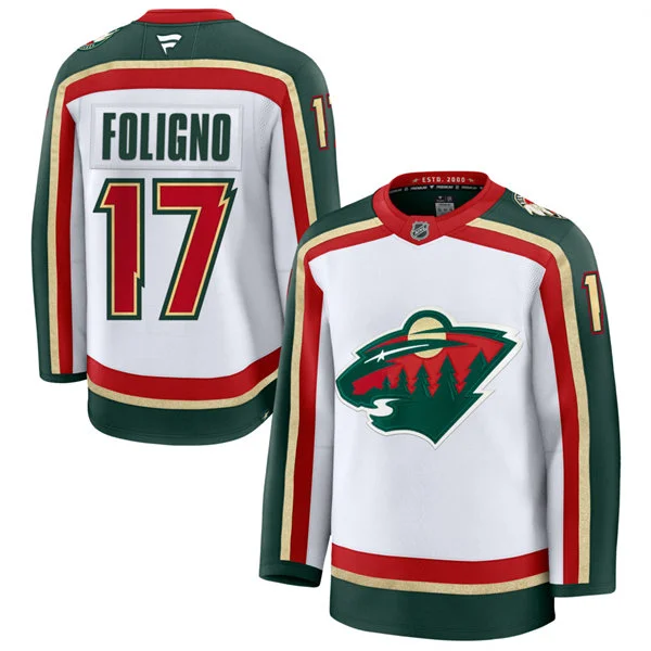 Men's Minnesota Wild #17 Marcus Foligno Fanatics White 25th Anniversary Premium Jersey