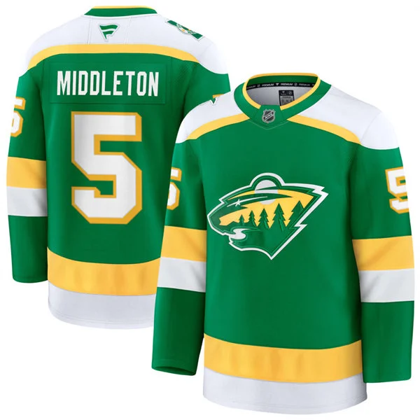 Men's Minnesota Wild #5 Jake Middleton Green 2022 Reverse Retro Primegreen Jersey