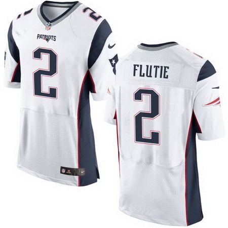 Men's New England Patriots #2 Doug Flutie White Retired Player NFL Nike Elite Jersey
