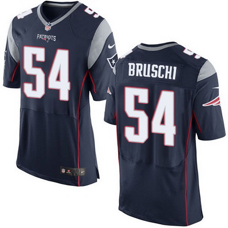 Men's New England Patriots Throwback Player #54 Tedy Bruschi Nike Blue Elite Jersey