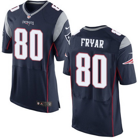 Men's New England Patriots Retired Player #80 Irving Fryar Navy Blue Elite Jersey