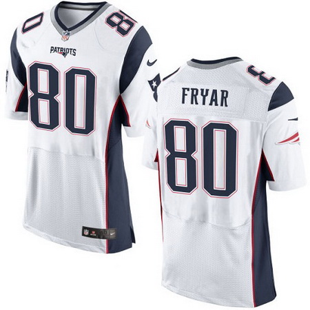 Men's New England Patriots Retired Player #80 Irving Fryar White Nike Elite Jersey