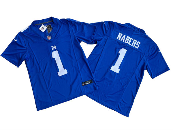 Men's New York Giants #1 Malik Nabers Nike Royal Team Color Vapor Untouchable Limited Jersey