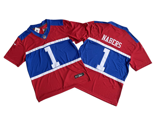 Men's New York Giants #1 Malik Nabers Century Red 100TH Season Commemorative Jersey