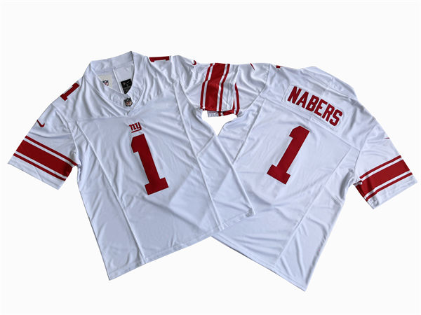 Men's New York Giants #1 Malik Nabers Nike White Vapor Untouchable Limited Jersey