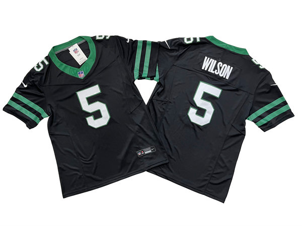 Men's New York Jets #5 Garrett Wilson Nike Black Alternate Legacy Game Jersey
