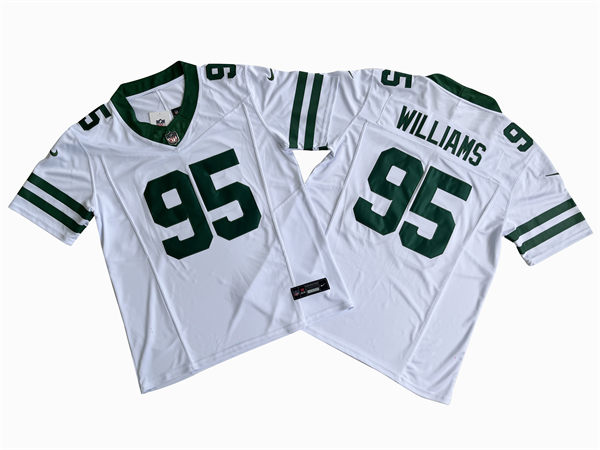 Mens Youth New York Jets #95 Quinnen Williams Nike White Vapor F.U.S.E. Legacy Jersey