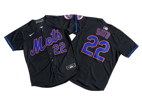 Mens New York Mets #22 Juan Soto Nike Black Alternate Limited Jersey