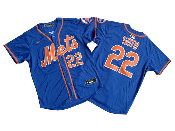 Mens New York Mets #22 Juan Soto Nike Royal Orange Alternate Limited Player Jersey