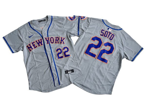 Mens New York Mets #22 Juan Soto Nike Grey Road Limited Player Jersey