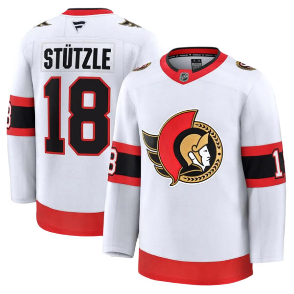 Men's Ottawa Senators #18 Tim Stutzle Tim Stuetzle Fanatics White Away Premium Jersey