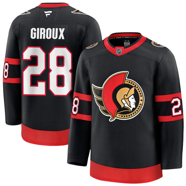 Men's Ottawa Senators #28 Claude Giroux Stitched Fanatics Home Black Player Jersey