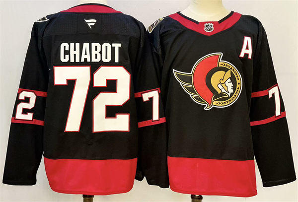Men's Ottawa Senators #72 Thomas Chabot Stitched Fanatics Home Black Player Jersey