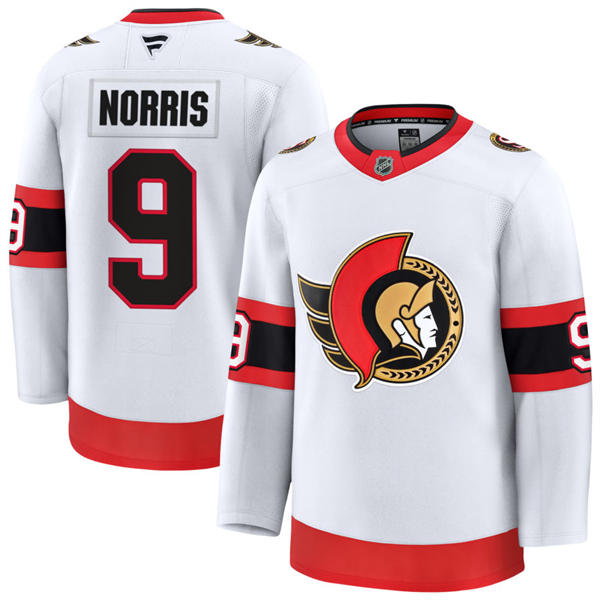 Men's Ottawa Senators #9 Josh Norris Fanatics White Away Premium Jersey