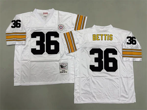 Men's Pittsburgh Steelers #36 Jerome Bettis White Throwback Jersey