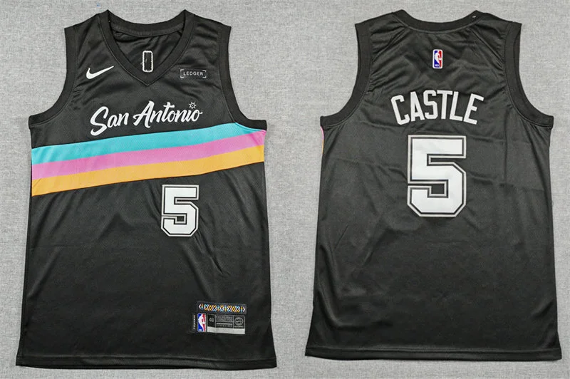 Men's San Antonio Spurs #5 Stephon Castle Black 2025-26 City Edition Swingman Jersey