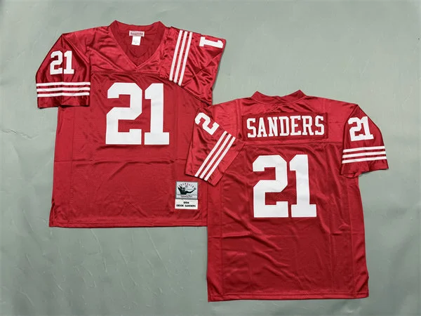 Men's San Francisco 49ers #21 Deion Sanders Red 1994 Throwback Jersey