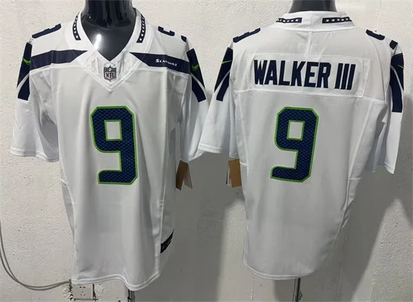 Mens Seattle Seahawks #9 Kenneth Walker III Nike White Away Vapor F.U.S.E. Limited Jersey