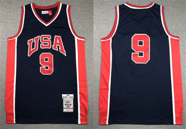 Men's Team USA  #9 Michael Jordan Navy Mesh Without name 1984 Olympics Basketball Throwback Jersey