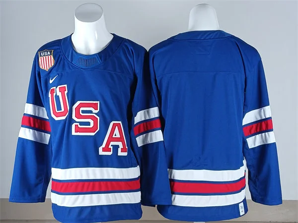 Men's USA Blank Home Blue 2026 Olympic Hockey Team Jersey