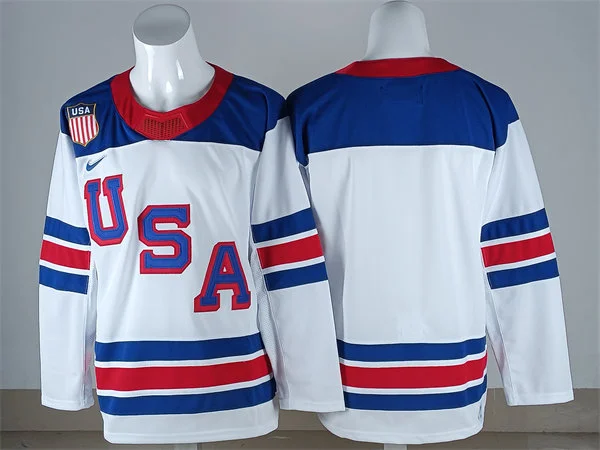 Men's USA Blank White Away 2026 Olympic Hockey Team Jersey