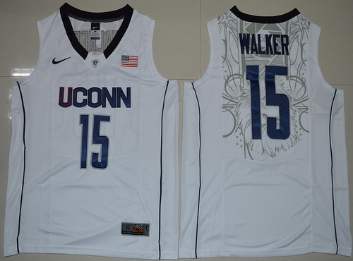 Men's Uconn Huskies #15 Kemba Walker White College Basketball Authentic Jersey