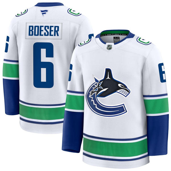 Men's Vancouver Canucks #6 Brock Boeser Fanatics Away White Player Jersey