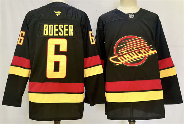 Mens Vancouver Canucks #6 Brock Boeser Fanatics Black Alternate Premium Jersey 