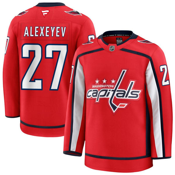 Men's Washington Capitals #27 Alexander Alexeyev Fanatics Home Red Premium Jersey