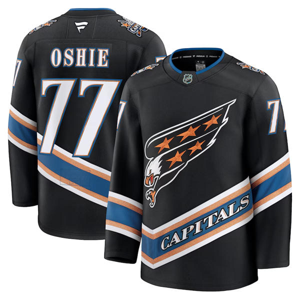 Mens Washington Capitals #77 T.J. Oshie Fanatics Black Alternate 50th Anniversary Premium Jersey