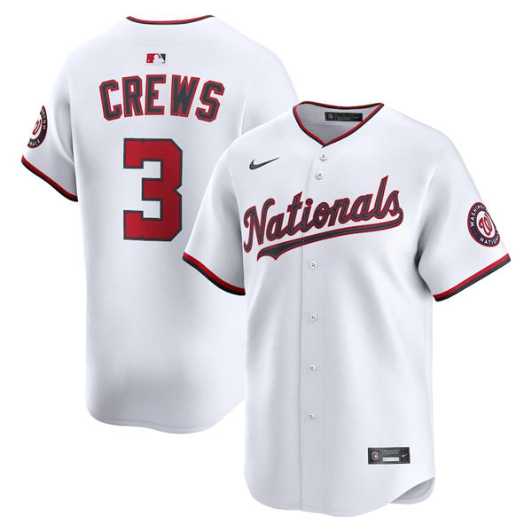 Mens Washington Nationals #3 Dylan Crews Nike Home White Elite Player Jersey