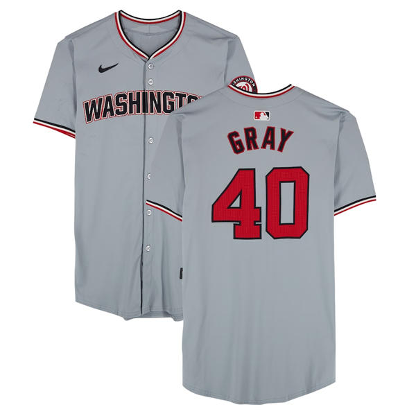 Men's Washington Nationals #40 Josiah Gray Nike 2024 Road Gray Limited Jersey